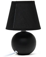 Creekwood Home Nauru 8.66" Traditional Petite Ceramic Orb Bedside Table Desk Lamp Two Pack Set, Tapered Drum Fabric Shade