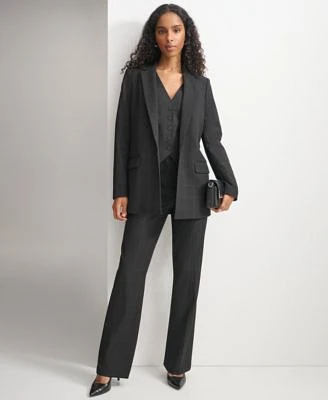 Calvin Klein Womens Windowpane Print Blazer Vest Pant