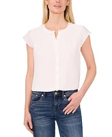 CeCe Women's Scalloped Cap Sleeve Blouse