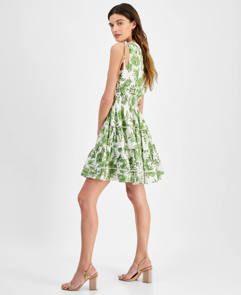 Taylor Women's Printed Tiered One-Shoulder Dress