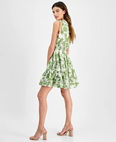 Taylor Women's Printed Tiered One-Shoulder Dress