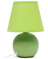 Creekwood Home Nauru 8.66" Traditional Petite Ceramic Orb Bedside Table Desk Lamp with Tapered Drum Fabric Shade