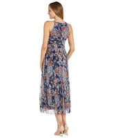 R & M Richards Women's Embellished Floral Metallic Dress