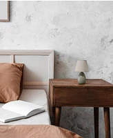 Creekwood Home Nauru 9.45" Traditional Petite Ceramic Oblong Bedside Table Desk Lamp with Tapered Drum Fabric Shade