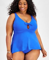 Becca Etc Plus Color Code Flounce Tankini Top