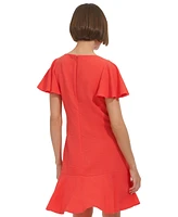 Tommy Hilfiger Women's Flutter-Sleeve Jacquard Shift Dress
