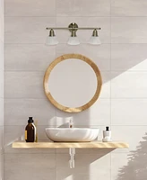 Lalia Home Essentix Contemporary Three Light Metal and Alabaster White Glass Shade Vanity Uplight Downlight Wall Mounted Fixture