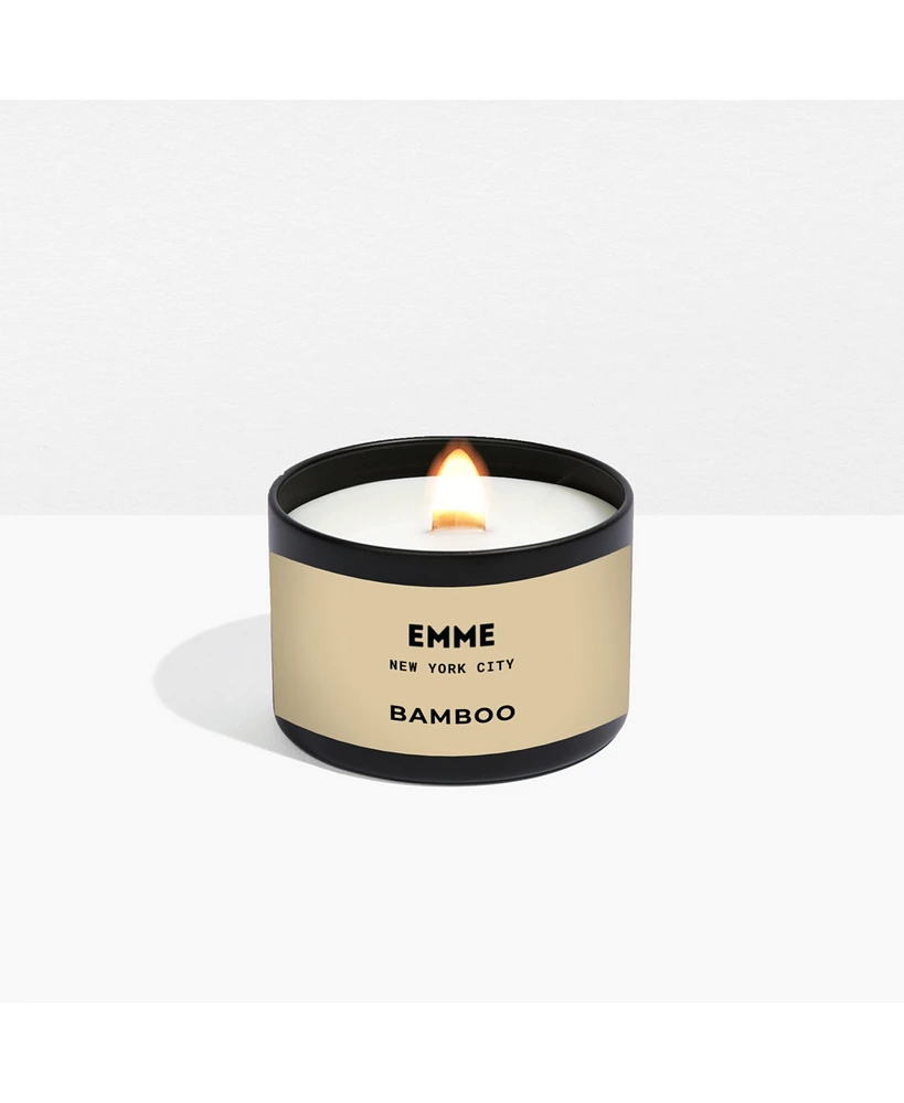 Emme nyc Natural Soy Bamboo Scented Candle Tin with Wood Wick 4 oz