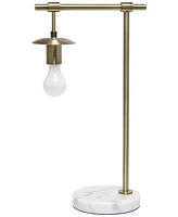 Lalia Home Studio Loft 21" White Globe Shade Table Desk Lamp With Marble Base and Antique Brass Arm