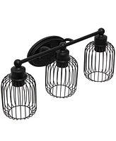 Lalia Home Ironhouse Three Light Industrial Decorative Cage Vanity Uplight Downlight Wall Mounted Fixture f