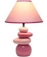 Creekwood Home Priva 17.25" Contemporary Ceramic Stacking Stones Table Desk Lamp