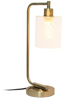 Lalia Home Modern Iron Desk Lamp with Glass Shade, Antique Brass