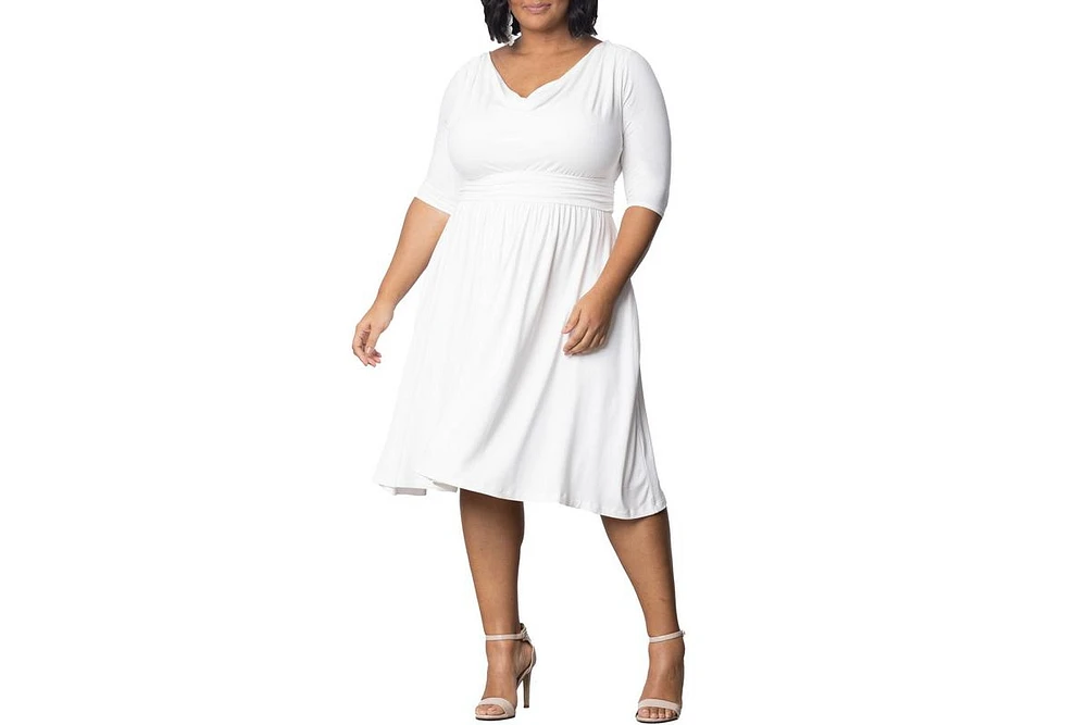 Kiyonna Plus Draped Class Cowl Neck Dress