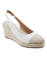 Easy Spirit Women's Margie Slingback Espadrille Wedges - White Leather, Sand