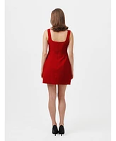 Nana'S Women's Fit & flare mini dress with bow and square neck