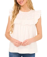 CeCe Women's Ruffled Embroidered Blouse