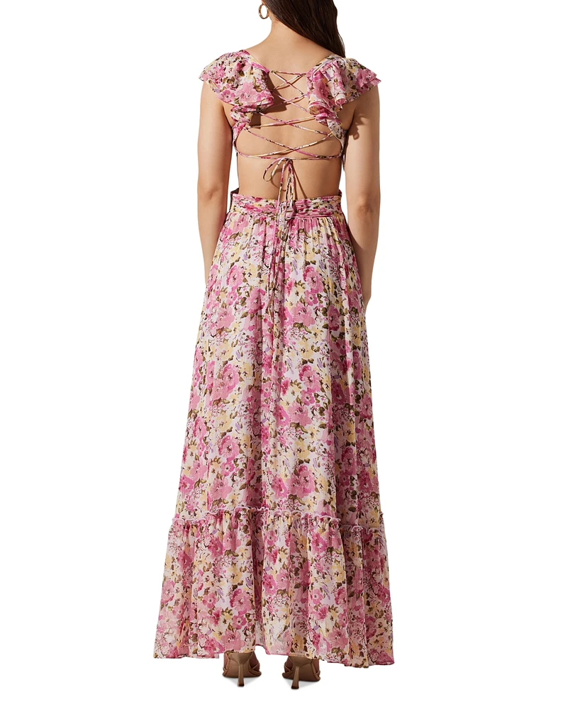 Astr the Label Women's Primrose Lace-Up-Back Maxi Dress