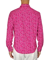 Society of Threads Men's Regular-Fit Non-Iron Performance Stretch Rose-Print Button-Down Shirt
