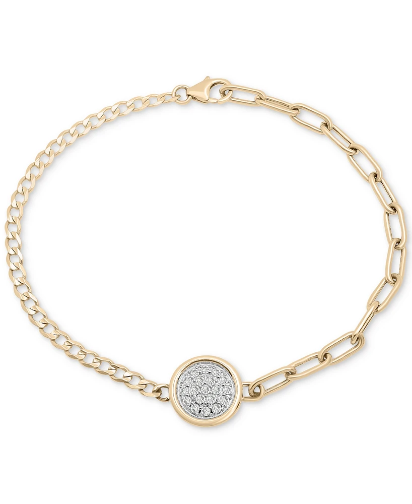 Audrey by Aurate Diamond Pave Disc Two-Chain Link Bracelet (1/4 ct. t.w.) in Gold Vermeil, Created for Macy's