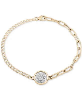 Audrey by Aurate Diamond Pave Disc Two-Chain Link Bracelet (1/4 ct. t.w.) in Gold Vermeil, Created for Macy's