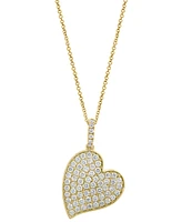 Effy Diamond Heart Pave 18" Pendant Necklace (3/4 ct. t.w.) in 14k Gold