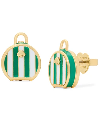 Kate Spade New York Gold-Tone Striped Suitcase Stud Earrings