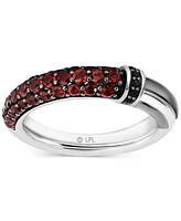 Wonder Fine Jewelry Garnet (1 ct. t.w.) & Black Diamond (1/20 ct. t.w.) Darth Vader Lightsaber Ring in Sterling Silver