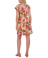 Vince Camuto Women's Floral Cap-Sleeve A-Line Dress