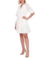 Vince Camuto Women's Eyelet Balloon-Sleeve Tasseled-Drawstring Dress