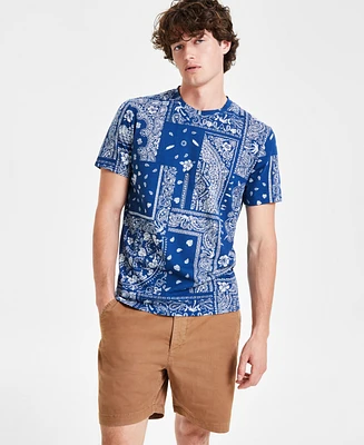 Sun + Stone Men's Short Sleeve Crewneck Bandana Print T-Shirt, Created for Macy's