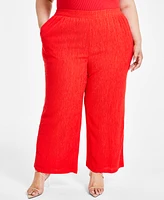 Nina Parker Trendy Plus Size Textured Pull-On Pants