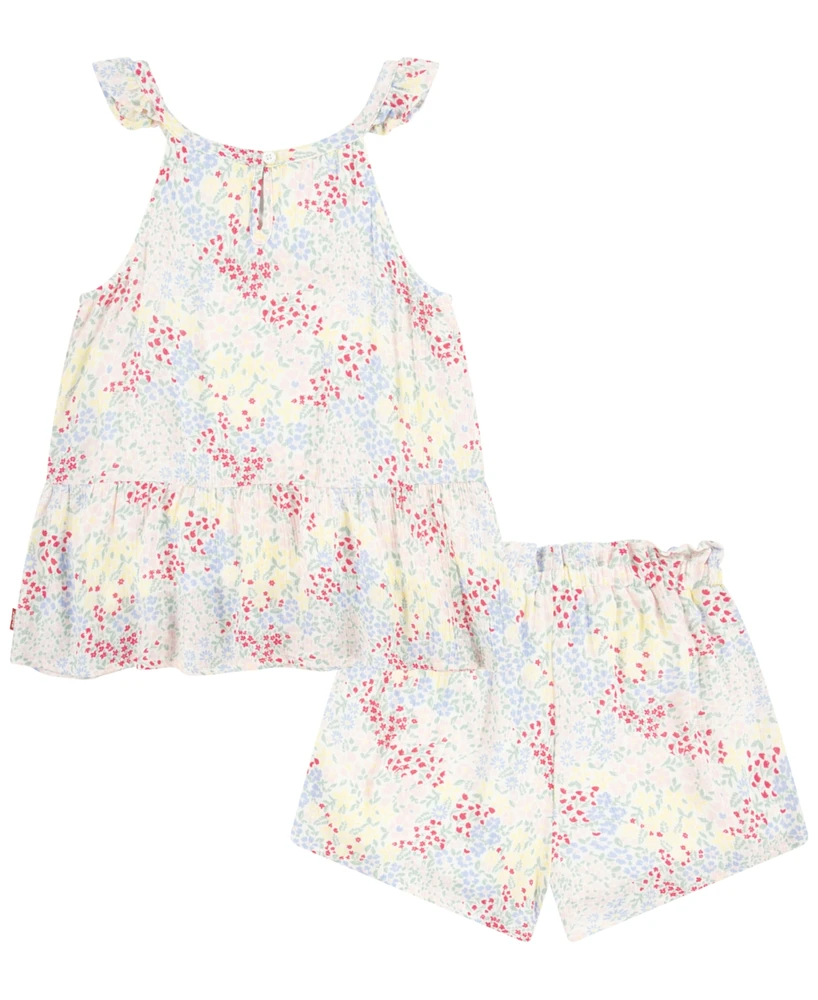 Levi's Toddler Ruffle Collar Tank Top and Shorts Set