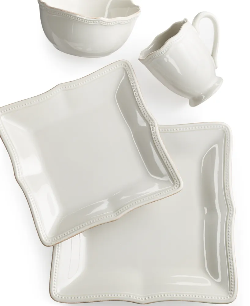 Lenox Dinnerware, French Perle Bead White Square 4 Piece Place Setting