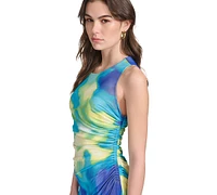 Calvin Klein Women's Printed Ruched Maxi Dress