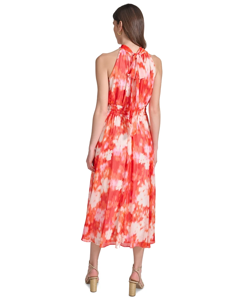 Calvin Klein Women's Printed A-Line Halter Dress