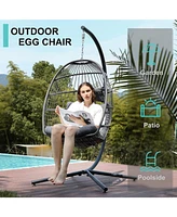 Outdoor Wicker Hanging Egg Swing Chair (Stand Included)