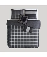 Bebejan Kyle Black Bedding 200 Thread Count 100% Cotton Sateen 5 Piece Reversible Queen Comforter Set