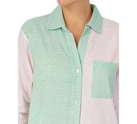 Sanctuary Women's Cotton Colorblocked Boyfriend Sleep Shirt