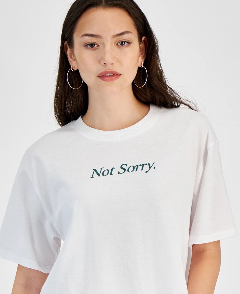 Self Esteem Juniors' Not Sorry Graphic-Print Cropped Tee