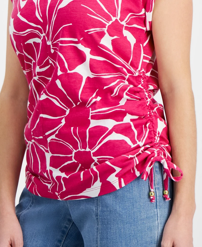 I.n.c. International Concepts Petite Floral-Print Tie-Hem Top, Created for Macy's