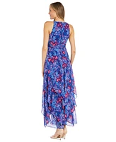 R & M Richards Women's Floral-Print Ruffled Maxi Dress
