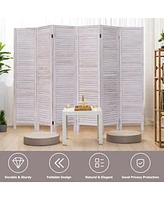 Slickblue 6 Panels Classic Venetian Wooden Slat Room Screen