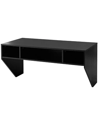 Slickblue Wall Mounted Floating Sturdy Computer Table with Storage Shelf