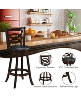 Counter Height Upholstered Espresso Swivel Dining Chair with Cushion Seat-29 Inch