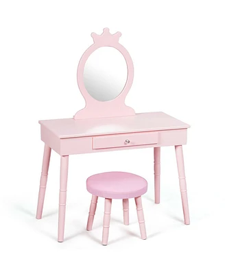 Slickblue Kids Vanity Makeup Table and Chair Set Make Up Stool