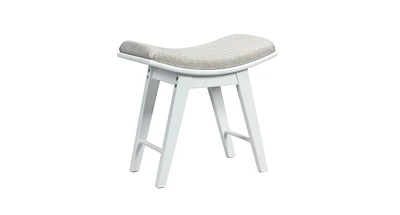 Slickblue Modern Dressing Makeup Stool with Concave Seat Rubberwood Legs