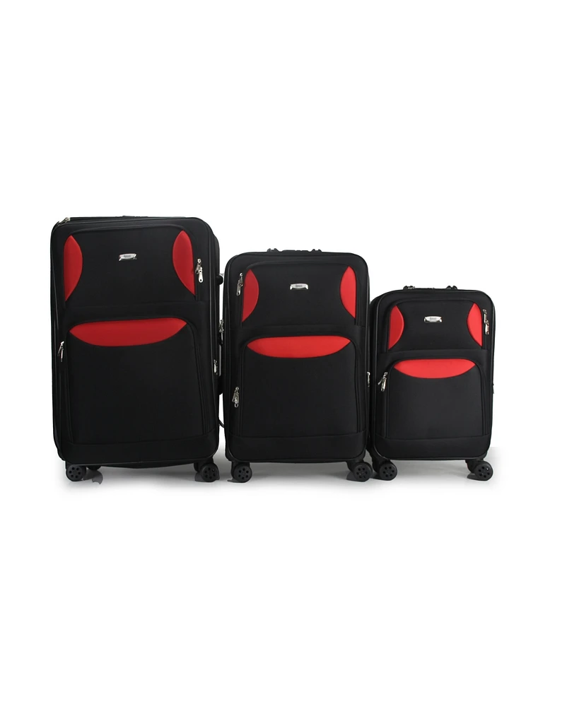 Mirage Luggage Zoe Soft Shell Lightweight Expandable 360 Dual Spinning Wheels Combo Lock 3 Piece Set