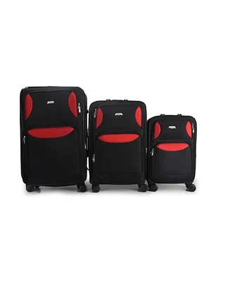 Mirage Luggage Zoe Soft Shell Lightweight Expandable 360 Dual Spinning Wheels Combo Lock 3 Piece Set