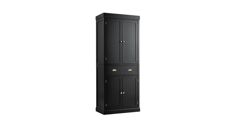Slickblue Cupboard Freestanding Kitchen Cabinet with Adjustable Shelves-Grey