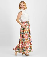 I.n.c. International Concepts Petite Textured Floral-Print Maxi Skirt, Created for Macy's